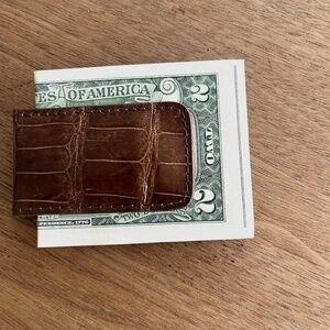 Magnetic Money Clip in Tan/Brown Classic Genuine Alligator